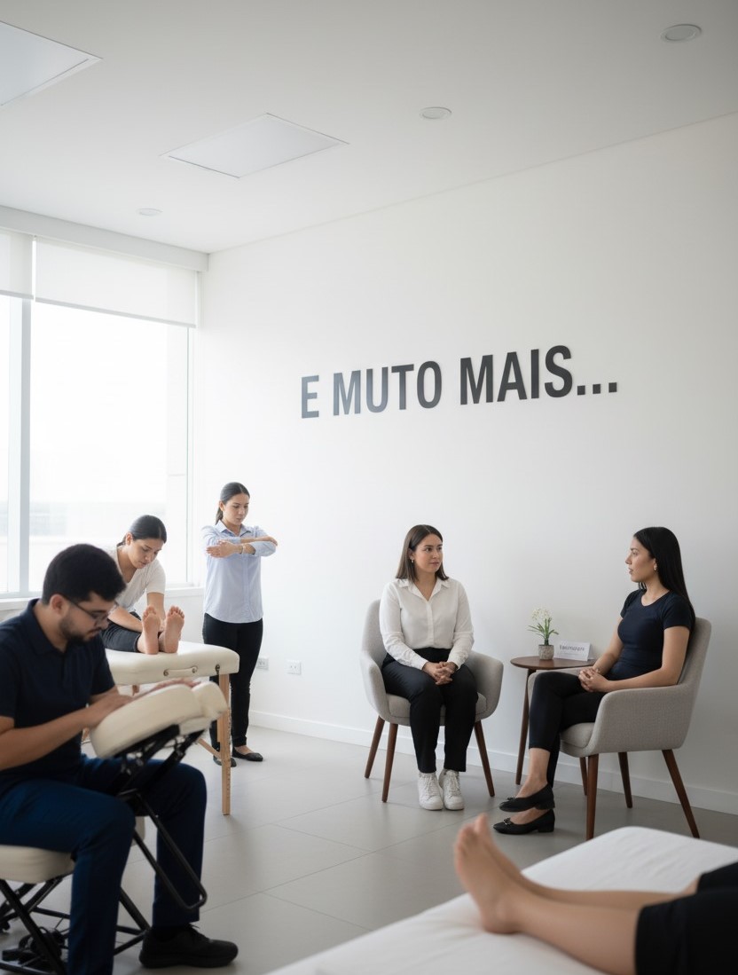 Pessoas fazendo ginástica laboral no escritório